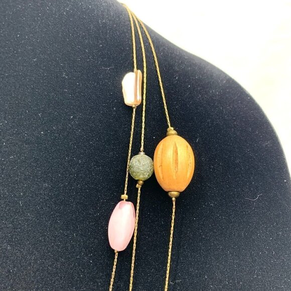 Lia Sophia Triple Strand Floating Bead Necklace - Gold/Multicolor, 27"L - Picture 2 of 8